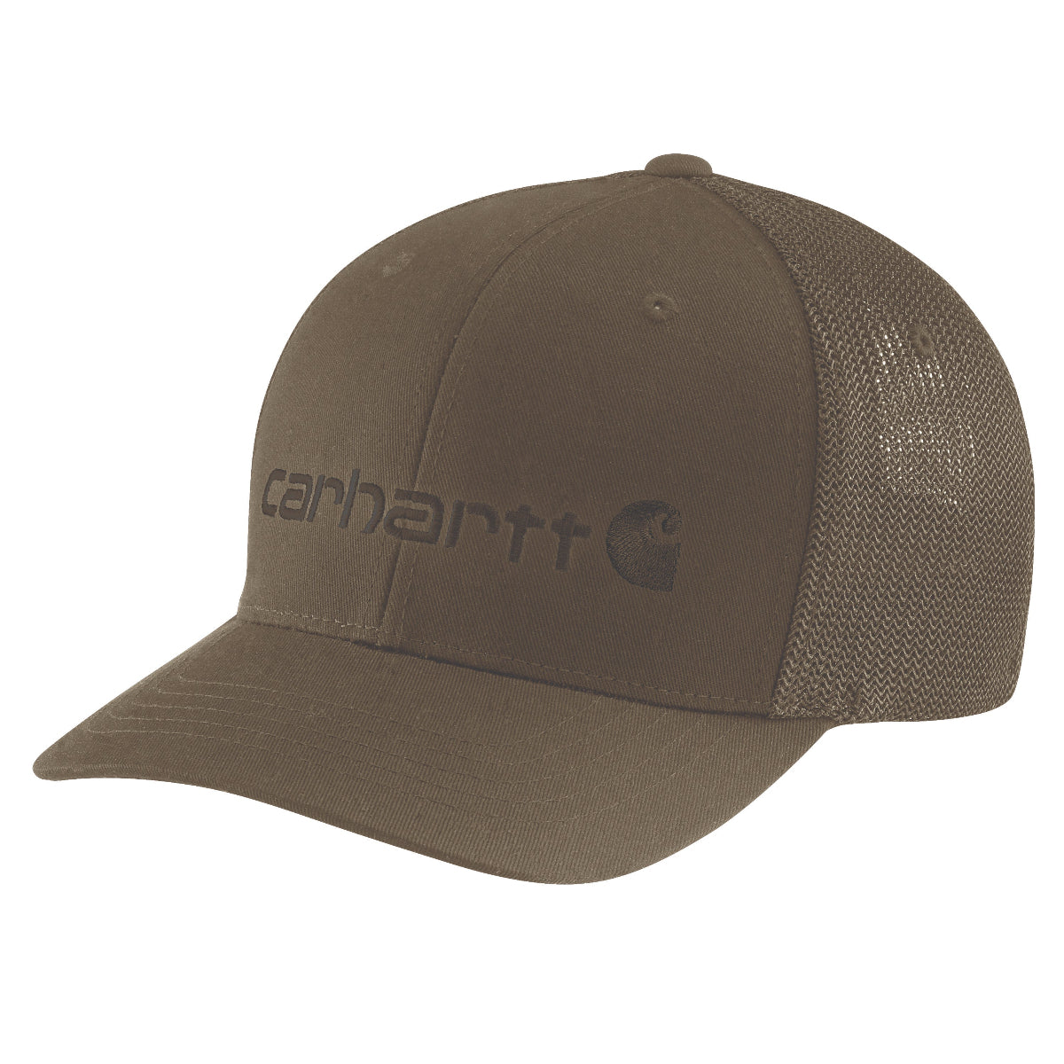 Carhartt 105353 Men's Rugged Flex Fitted Canvas Mesh Back Logo Graphic Cap