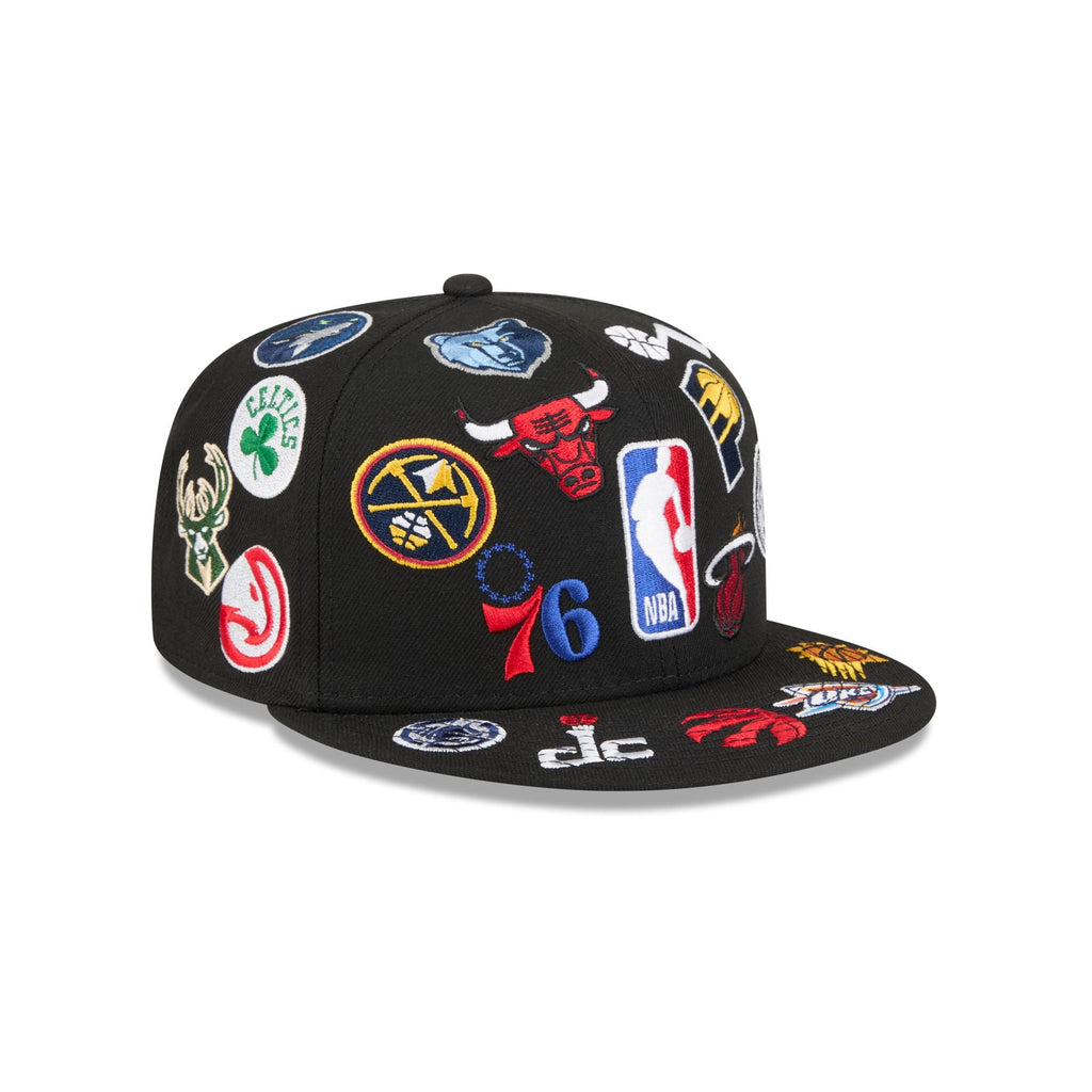 NBA All Over Logo Black 59FIFTY Fitted Hat