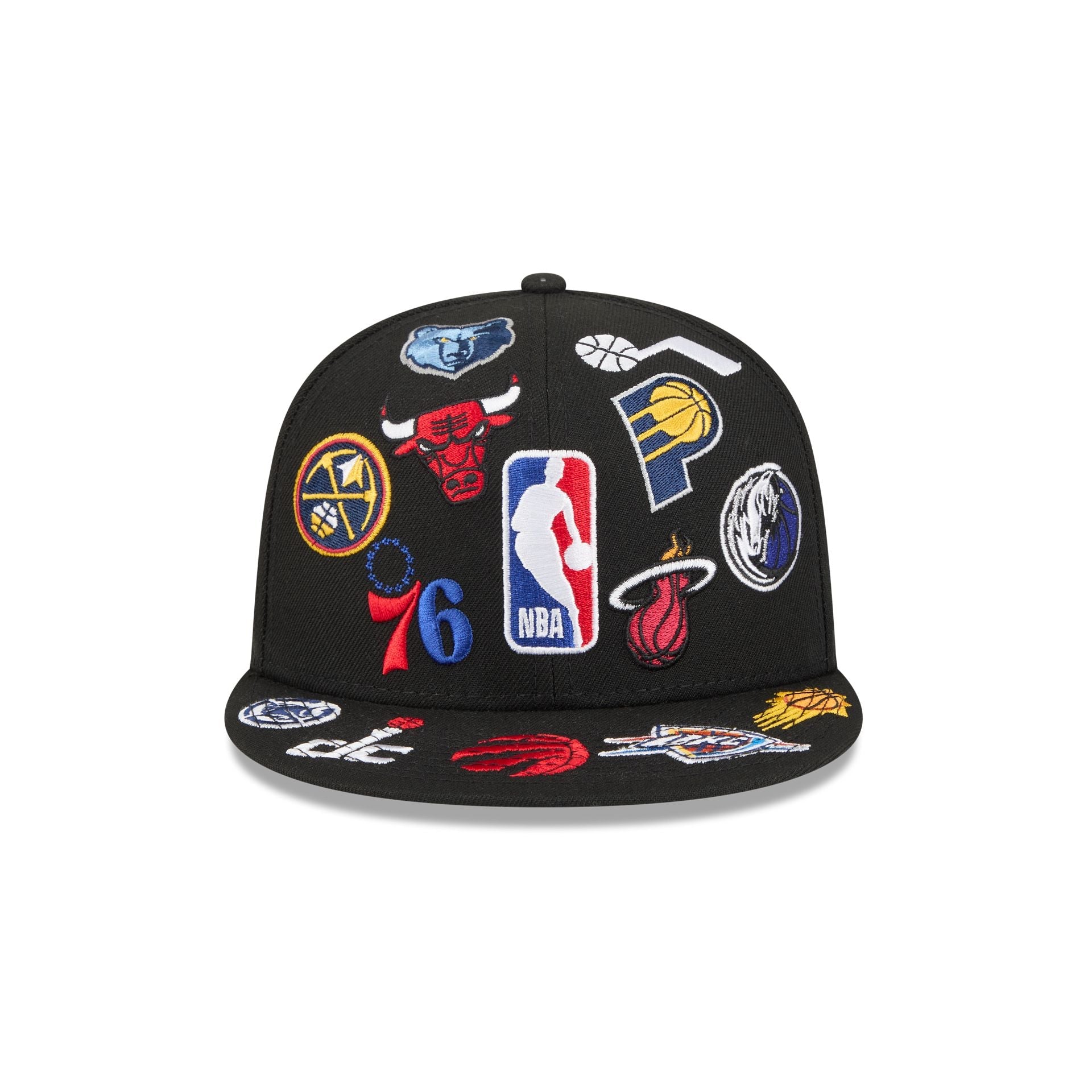 NBA All Over Logo Black 59FIFTY Fitted Hat