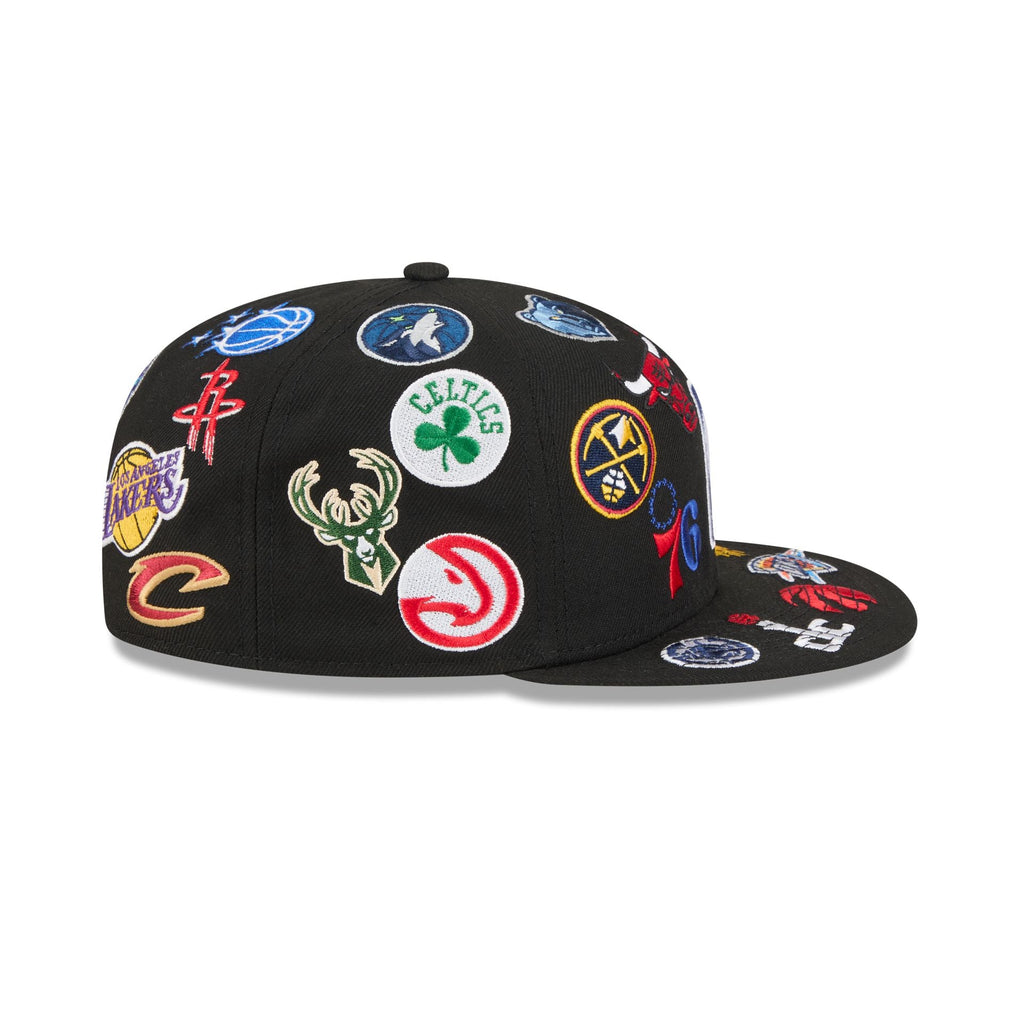 NBA All Over Logo Black 59FIFTY Fitted Hat