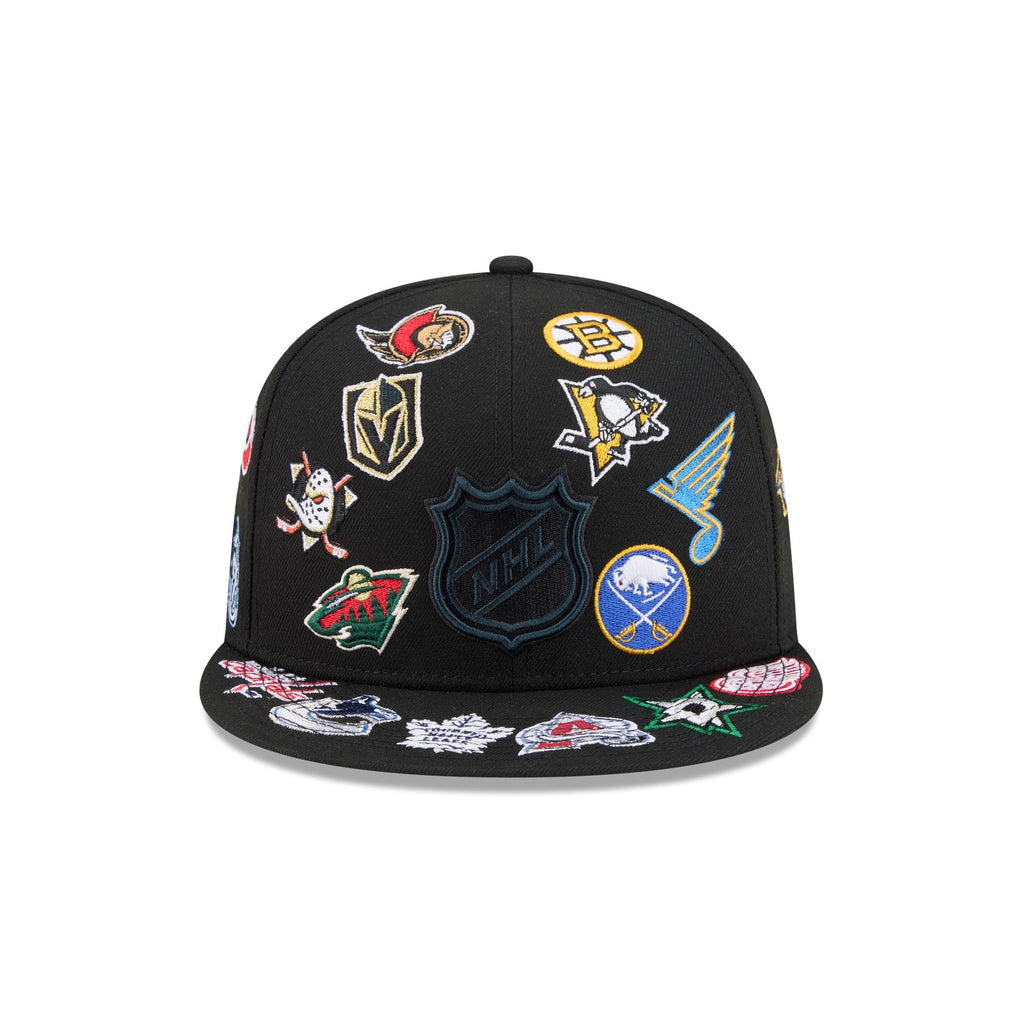 NHL All Over Logo Black 59FIFTY Fitted Hat