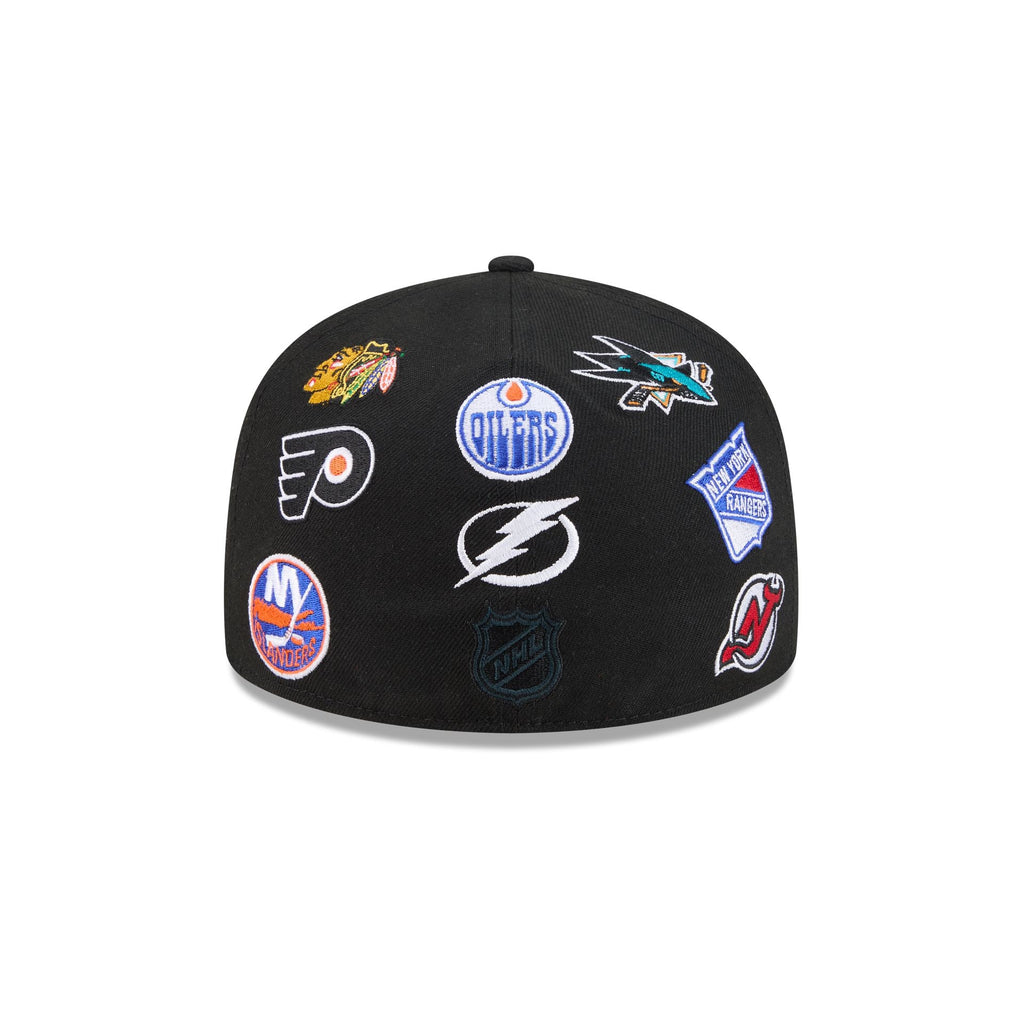 NHL All Over Logo Black 59FIFTY Fitted Hat