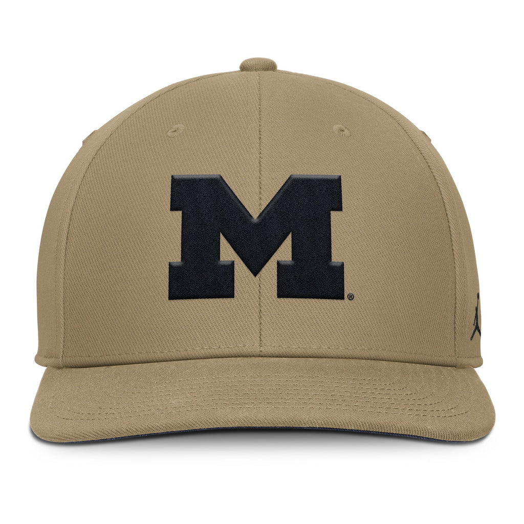 Michigan Wolverines Jordan Flat Brim Adjustable Tan Hat
