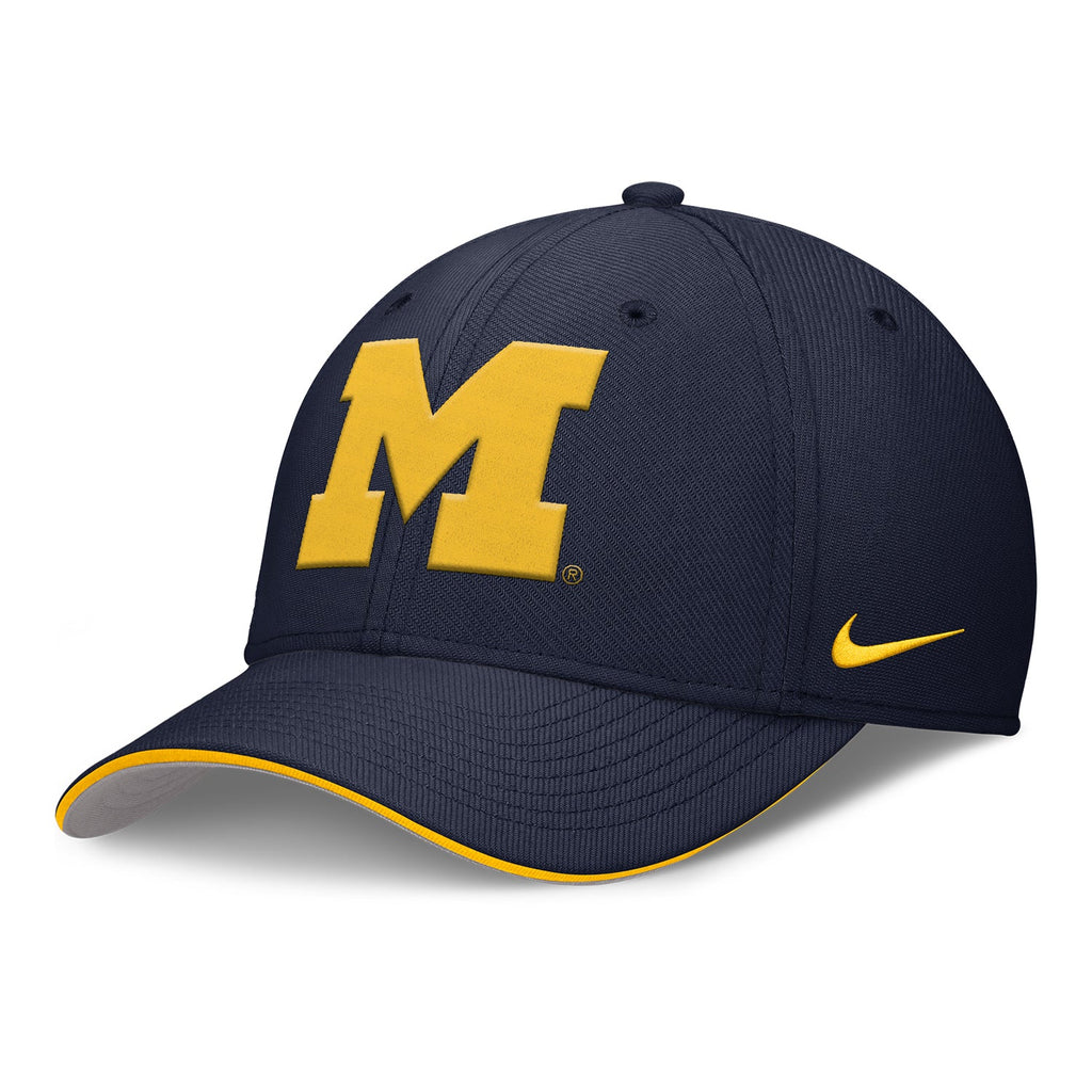 Michigan Wolverines Nike Navy Coaches Dri-Fit Structured Swooshflex Hat