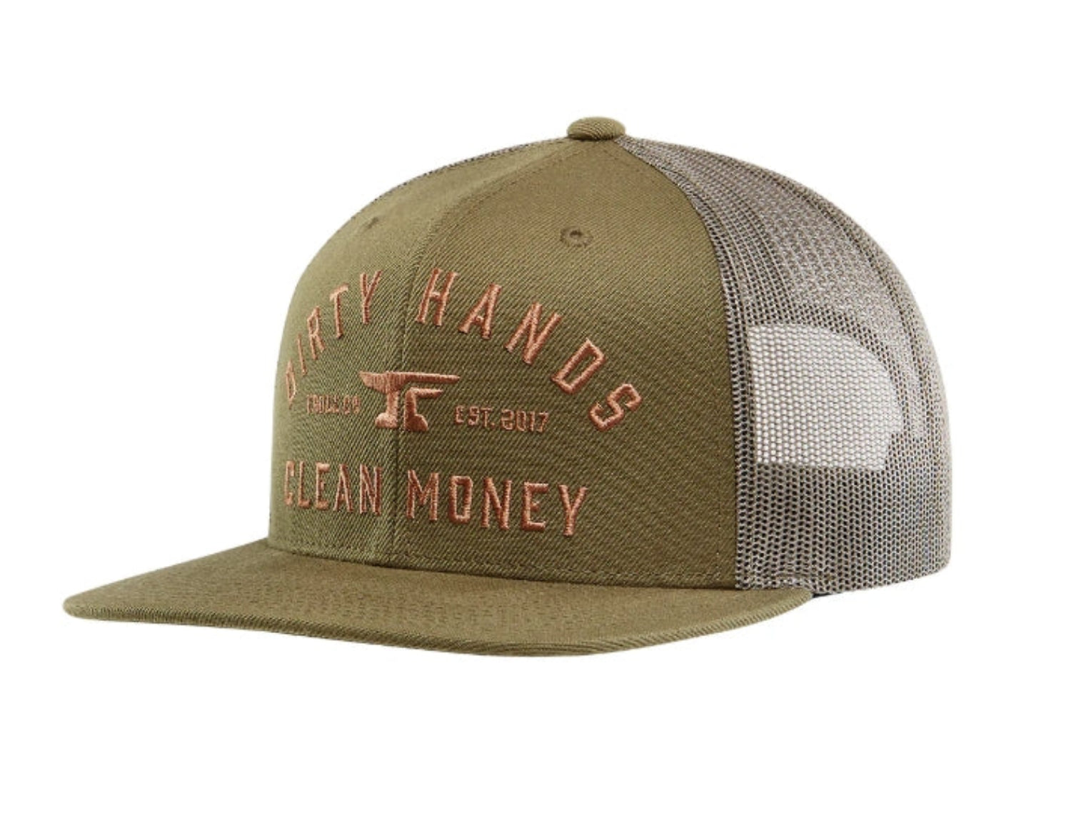 Troll Co. "Dirty Hands Clean Money" Flat Bill Snapback Meshback Cap